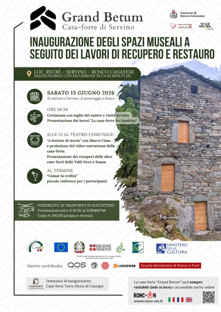Weekend con due inaugurazioni in Valle Soana a cura del Sindaco Lorenzo