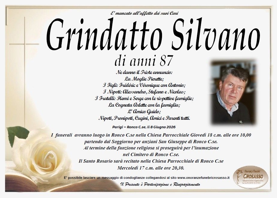 Decessi in valle Soana: è mancato Silvano Grindatto di anni 87