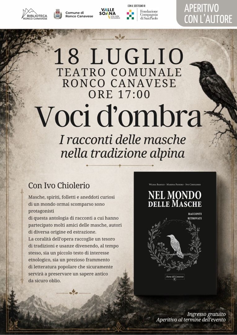 Ronco, 18 luglio: Ivo Chiolerio presenta “Voci d’ombra”