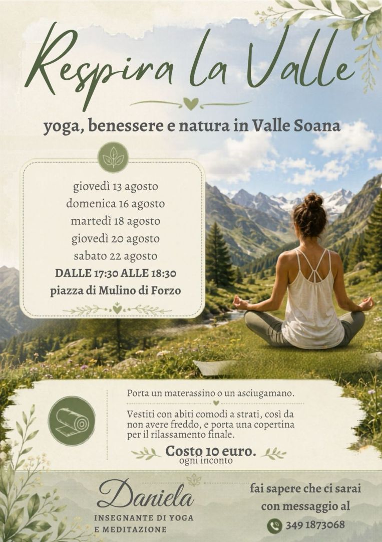 Molino di Forzo: Corso di Yoga dal 13 al 22 agosto