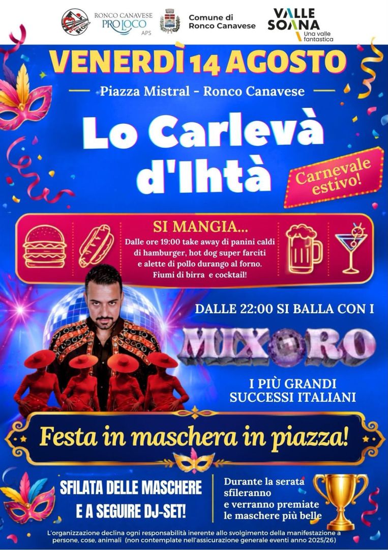 Ronco, Venerdì 14 : "Lo Carlevà d'Ihtà"