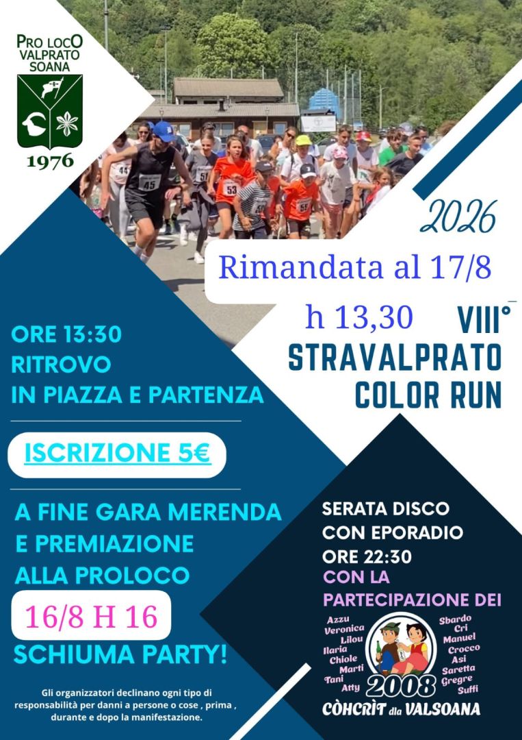 Valprato RIMANDATA GARA STRAVALPRATO COLOR RUN