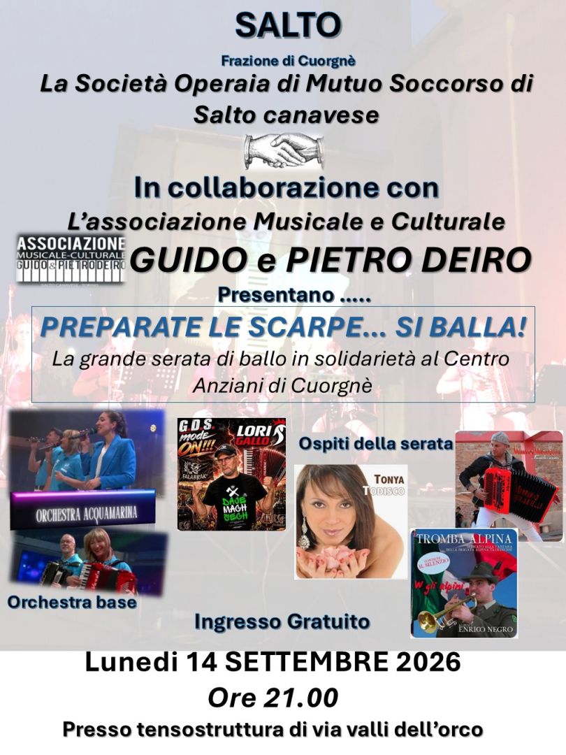 Salto (frazione di Cuorgné), Lunedì 14 settembre: grande serata di ballo!