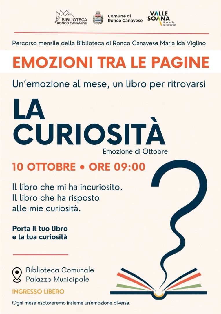 Ronco, 10 ottobre: emozioni tra le pagine a cura di Riccarda