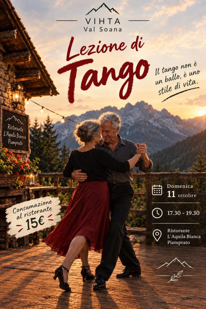 Piamprato, Domenica 11 ottobre: Lezione di tango presso Aquila Bianca