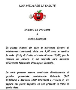 Ronco, Sabato 31 ottobre: ritorna "UNA MELA PER LA SALUTE"
